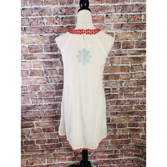Anthropologie Dolma Embroidered Floral Cotton Shift Dress Boho Festival Small - Picture 8 of 15